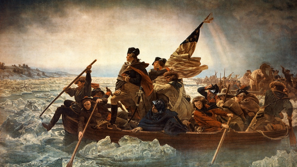 Ausschnitt eines Gemäldes: "Washington überquert Delaware" von Emanuel Gottlieb Leutze