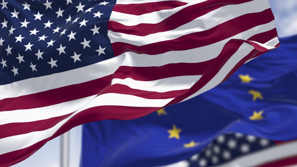 USA und Eu Flagge