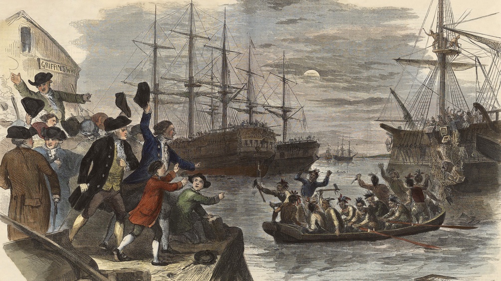 Boston Tea Party, 16. Dezember 1773 (Ausschnitt des Gemäldes)