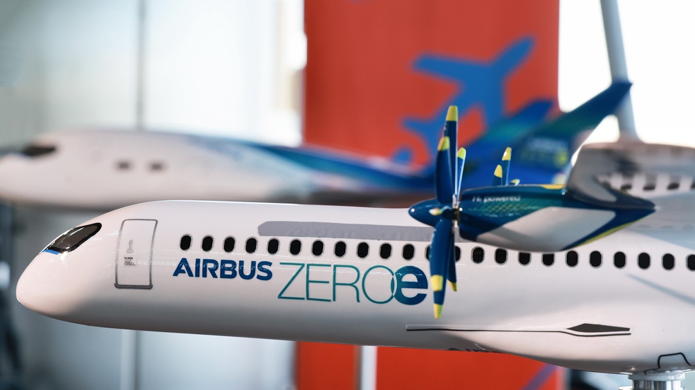 Konzeptmodell eines Zero-e-Airbusses