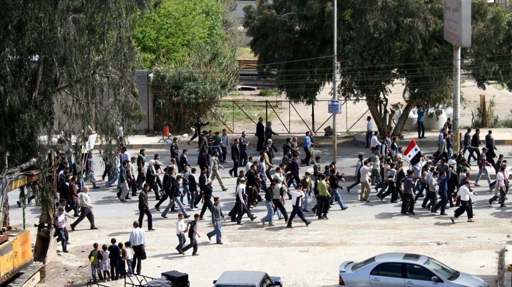 Demonstranten in Damaskus, April 2011