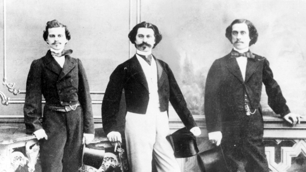 Johann Strauss Sohn, Gruppenbild mit seinen Brüdern Josef und Eduard