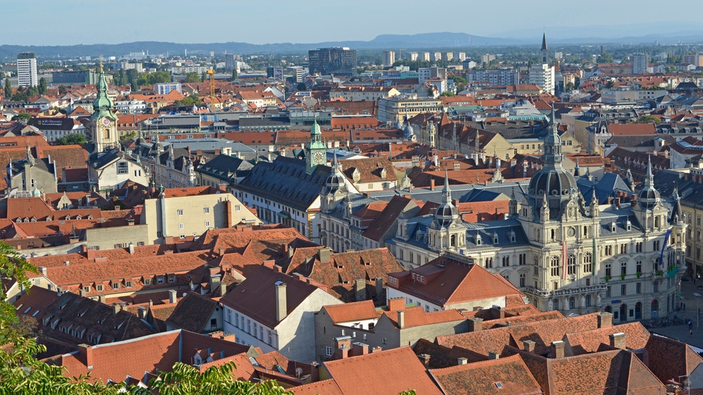 Dächer der Altstadt in Graz.