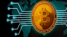 Darstellung einer Bitcoin-Münze.
