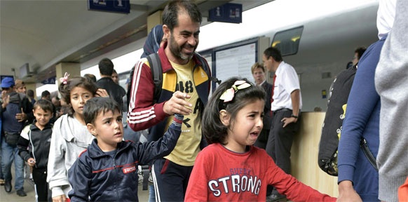Flüchtlinge am Bahnsteig