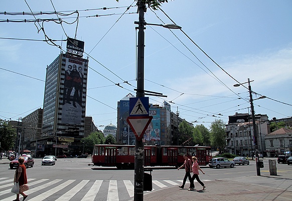 Slavija Platz. 8 Straßen münden hier ein.