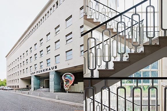 Fassade und Stiegenhaus