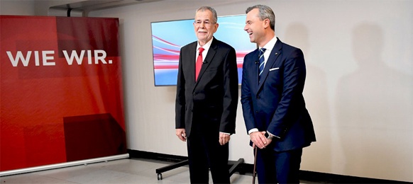 Alexander Van der Bellen und Thomas Hofer im Wahlstudio