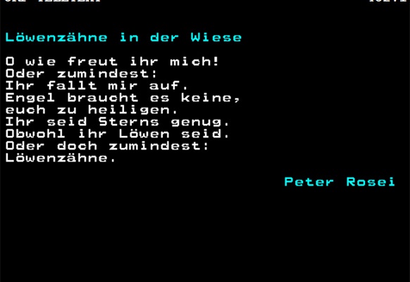 Screenshot Teletext-Gedicht