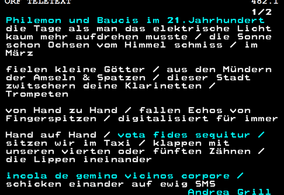 Screenshot des Gedichts "Philemon und Baucis im 21. Jahrhundert"