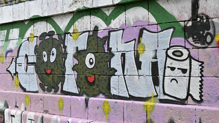Graffitis am Donaukanal zur Corona Krise