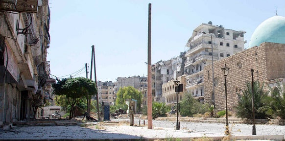 Die zum Teil zerstörte Stadt Aleppo