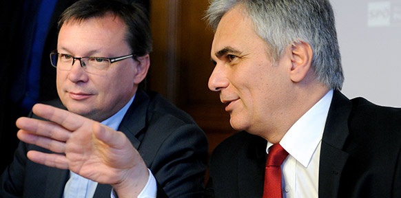 SPÖ-Parteichef, BK Werner Faymann (r.) und Generalsekretär Norbert Darabos
