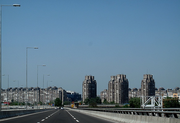 Abfahrt von der „Giraffa“, Novi Beograd.