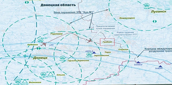 Karte der Abwehrstationen im Gebiet Donetzk
