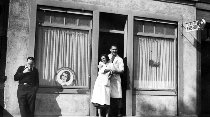 Friseur in der Berzeliusgasse, 1950er-Jahre
