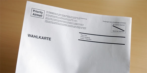 Kuvert für eine Wahlkarte zur Bundespräsidentschaftswahl