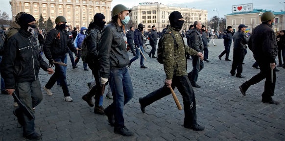 Demonstranten in Kharkiv