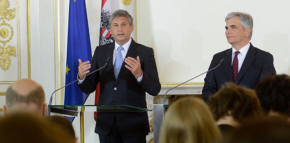 Vizekanzler Michael Spindelegger (ÖVP) und Bundeskanzler Werner Faymann (SPÖ)