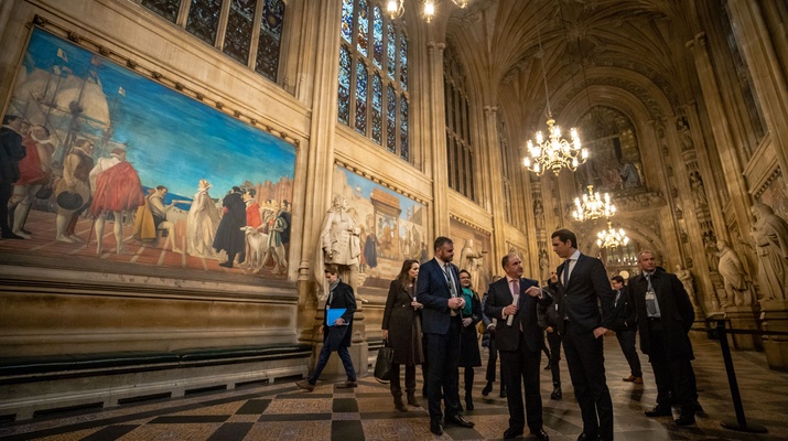 Am 22. November 2018 setzte Bundeskanzler Sebastian Kurz seine Reise nach London fort. Im Bild beim Besuch des Palace of Westminster.