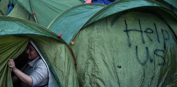 Flüchtlinge in Zelten