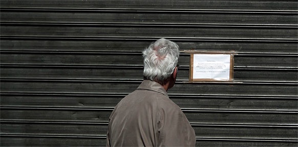 Geschlossene Bank auf Zypern