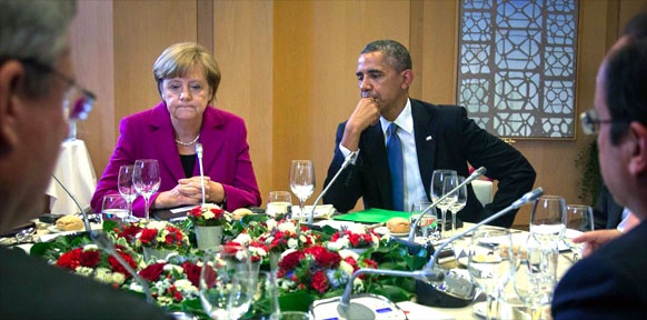 Angela Merkel und Barack Obama, ratlos