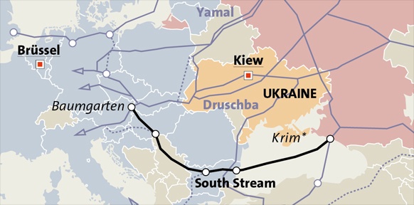 Kartenverlauf der Southstream-Pipeline