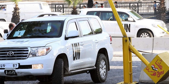 Ein Auto der UNO-Inspektoren in Syrien