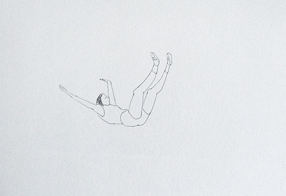 falling, 2012 Bleistift auf Papier 20x20 cm