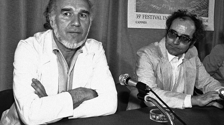 Michel Piccoli und Jean-Luc Godard in Cannes, 1982