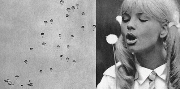 Blondes Mädchen und Fallschirmspringer, Collage