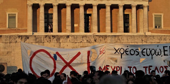 Demonstration vor dem Athener Parlament