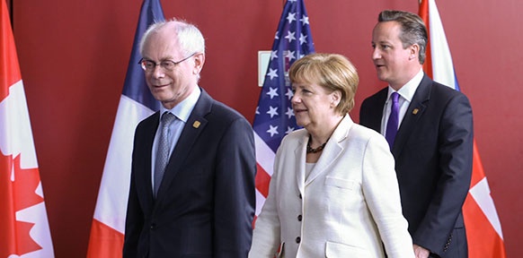 Herman Van Rompuy, Angela Merkel und David Cameron
