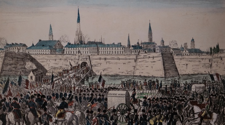 Historischer Stich; Wien, Befestigungsanlagen, Soldaten
