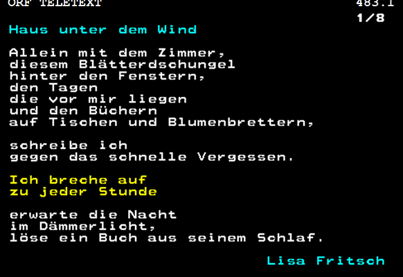 Screenshot des Gedichts "Haus unter dem Wind"