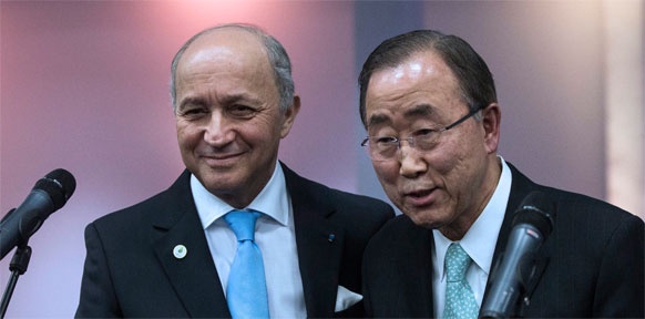 Laurent Fabius und Ban Ki-Moon