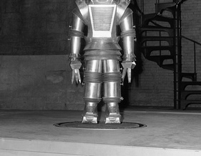 Schwarz-weiß Bild eines Roboters