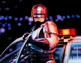 Illustration eines Roboter Polizisten.