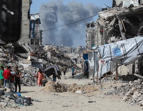 Zerstörte Stadt im Gazastreifen