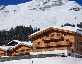 Holzhütte bzw Hotel in Lech am Arlberg, Vorarlberg.