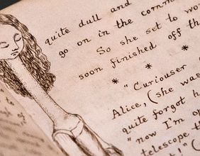 Seite des Originalscripts von "Alice im Wunderland"