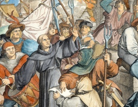 Luther predigt gegen Bauernkrieg, Ausschnitt eines Bildes von Gustav König