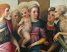 "Thronende Madonna mit vier Heiligen"