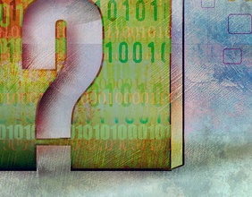 Binärcode und Fragezeichen, Zeichnung