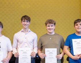 Jonas Taschler, Posaune; Levente Bubreg, Fagott; Lukas Grum, Flöte; Samuel Neubauer, Klarinette