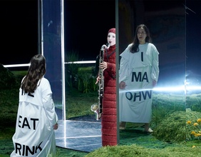 Álfheiður Erla Guðmundsdóttir als Alice und Teresa Doblinger als Raupe