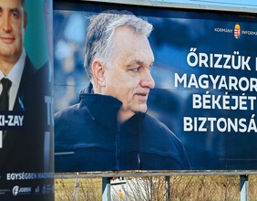 Wahlplakate von Viktor Orban und Peter Marki-Zay