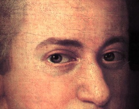 Ein Ausschnitt von Mozarts Augen eines Gemäldes