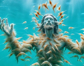 Garnelen-Jesus (KI-generiertes Bild)